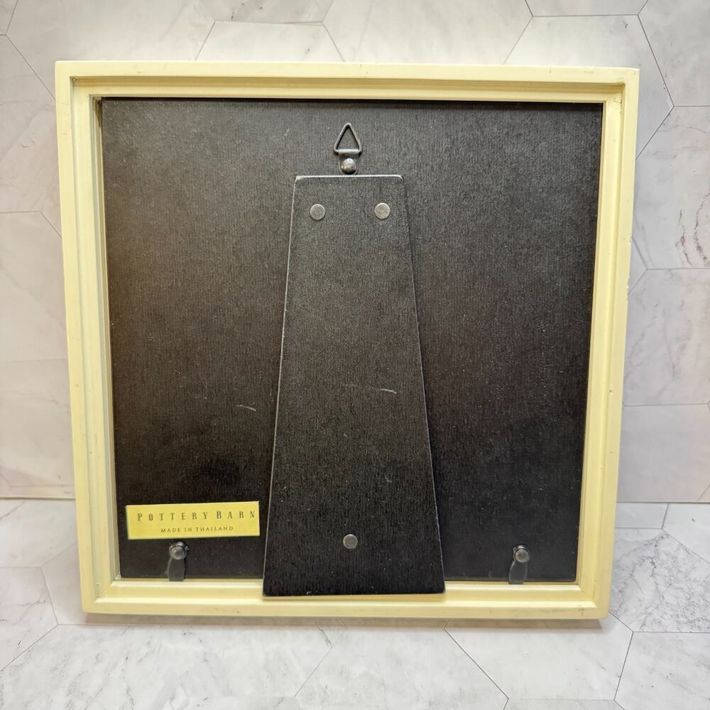 Pottery Barn Wood Gallery Picture Frame Cadre 4x4" Off White Mat Tabletop 12x12" - Picture 3 of 8